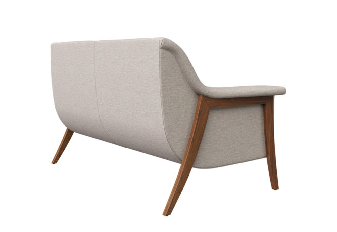 back view of alesund loveseat with exposed wood