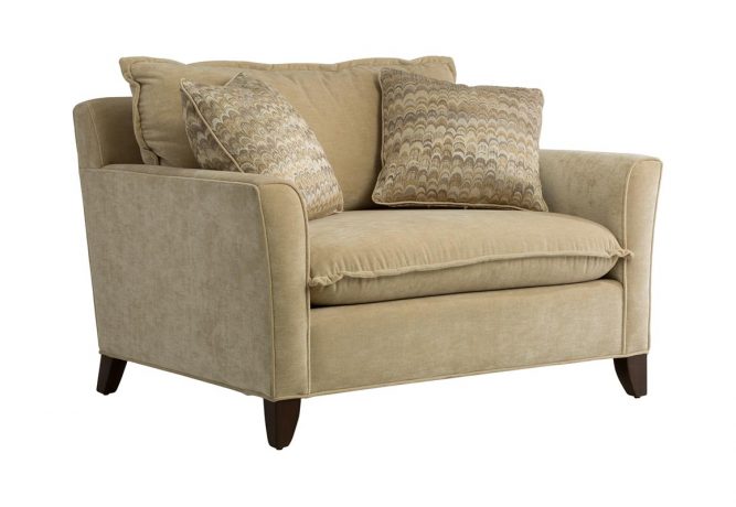 customizable chair and a half in velvet fabric
