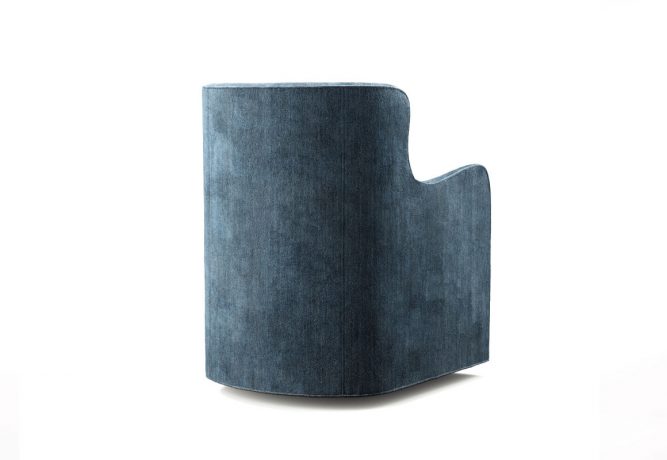 navy swivel chair curved back