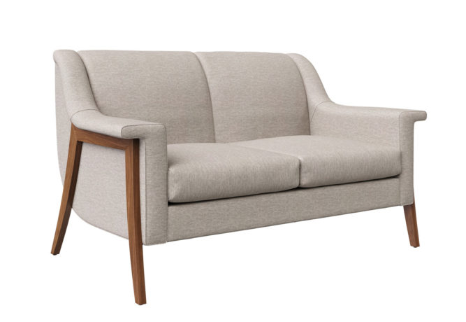 alesund mid century modern loveseat side angle exposed wood legs