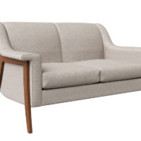 alesund mid century modern loveseat side angle exposed wood legs