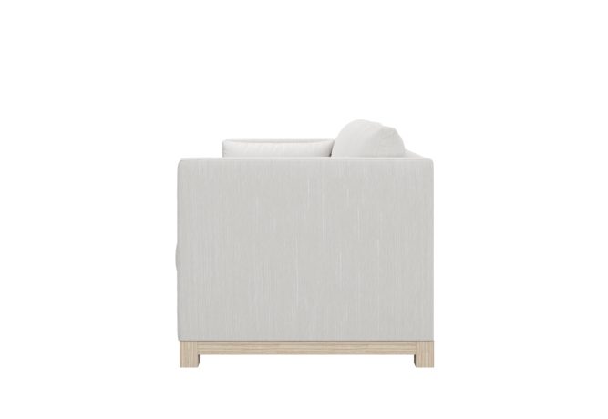 side view of modern sofa with wood base