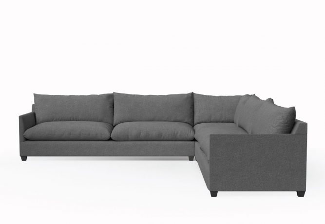 modern sectional in dark grey fabric
